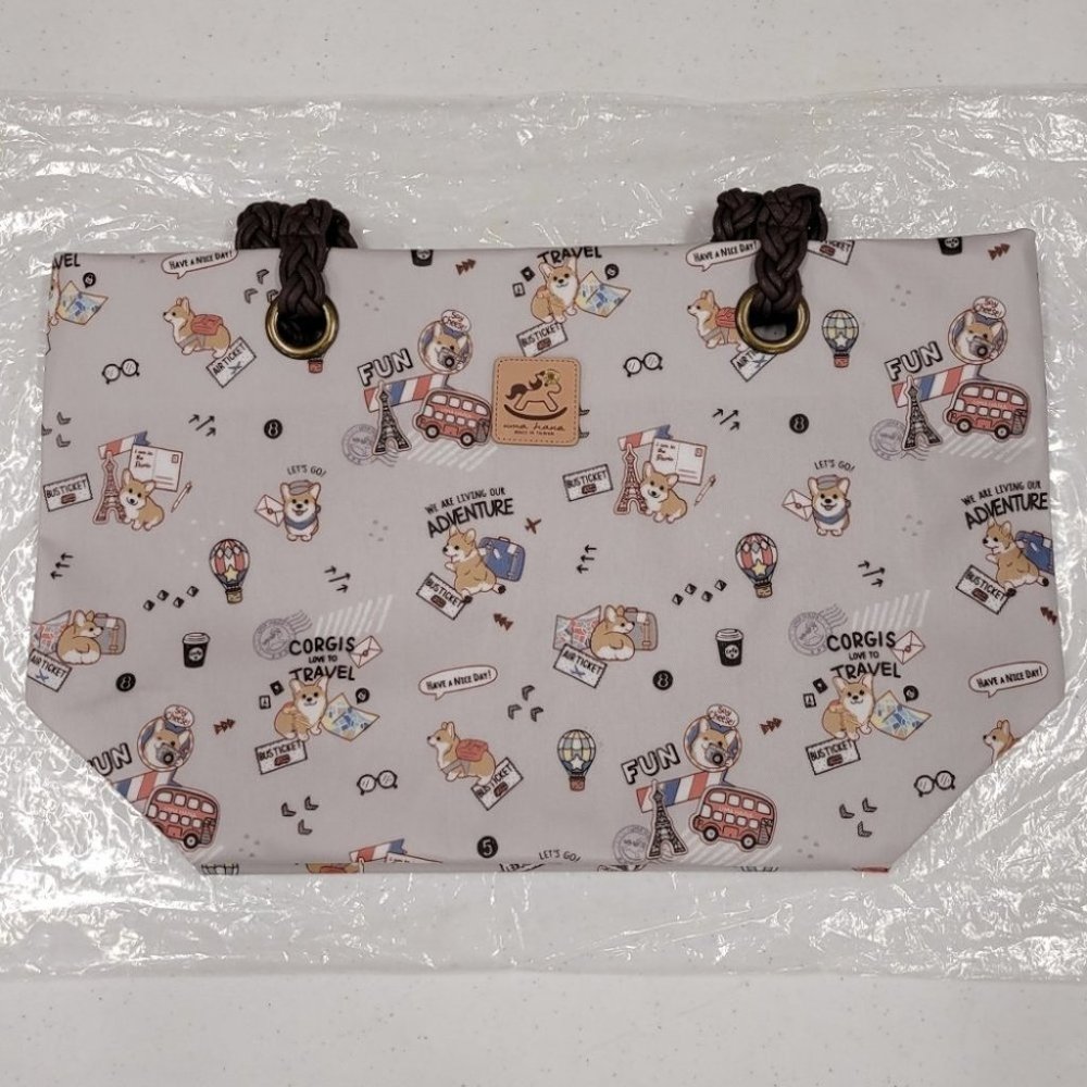 Waterproof Corgi Woven Tote Shoulder Bag - Picture 5 of 13